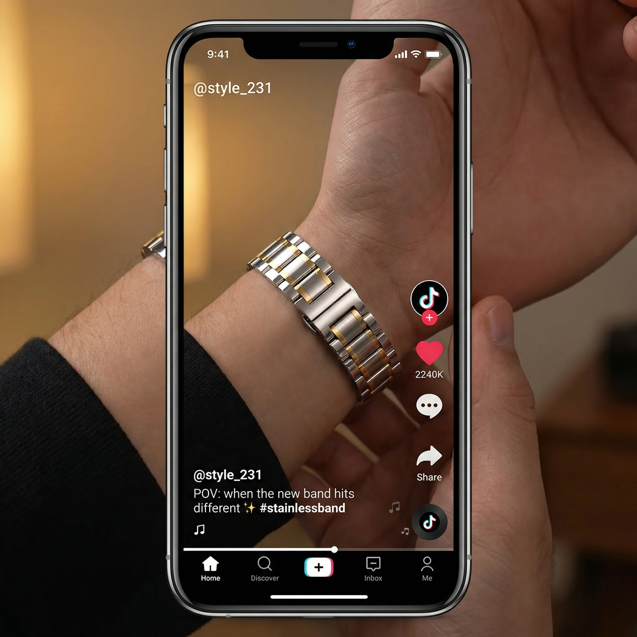 Stainless Steel Bracelet Watch Strap - Tiktok Video