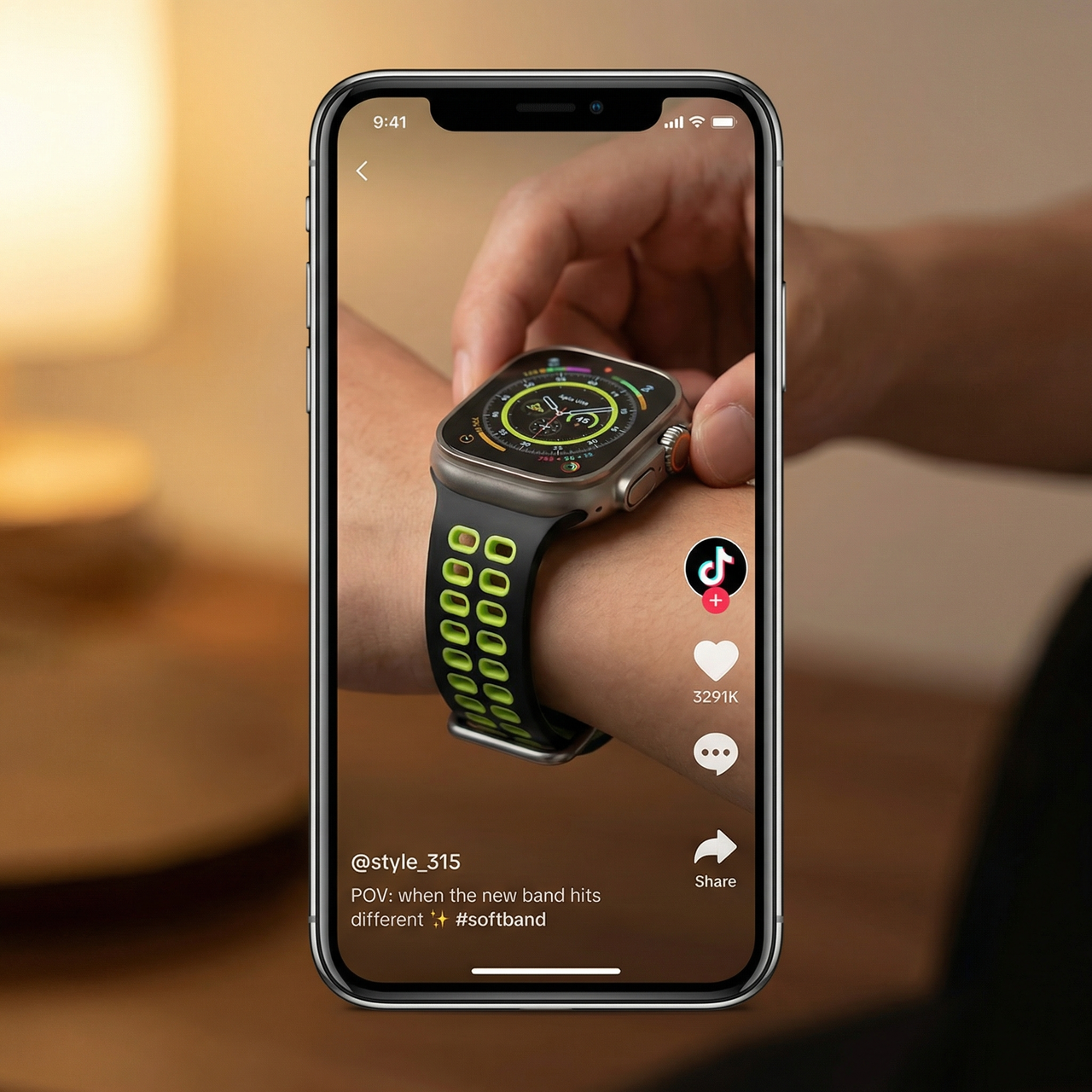 Soft Silicone Strap for Apple Watch series - Tiktok Video