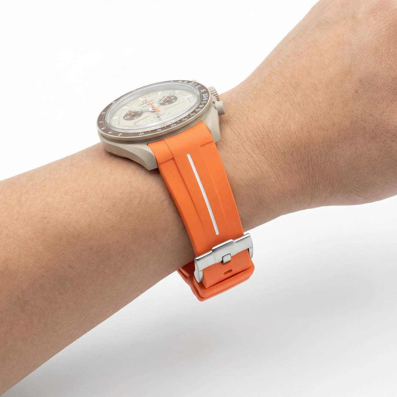 Curved End Rubber Watch Strap for Omega Moonswatch - Wristshot