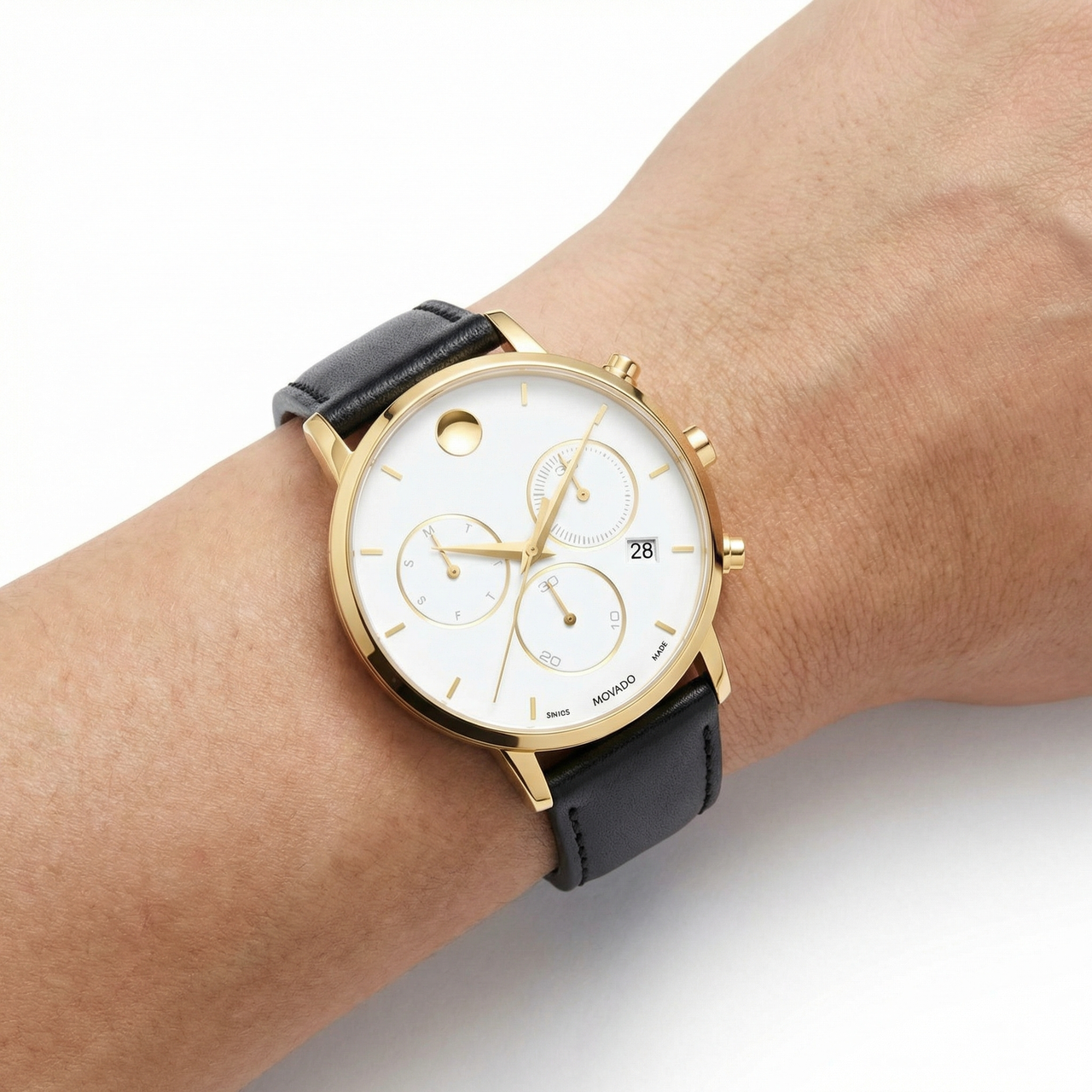 Movado Museum Classic Men's Watch - Swiss Quartz Chronograph Movement, Calfskin Strap - 3 ATM Water Resistance - Classic, Luxury Fashion Timepiece for Him - 42mm - Wristshot