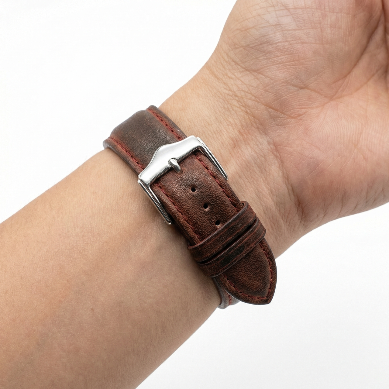 Classic Pebbled Leather Watch Band - Wristshot