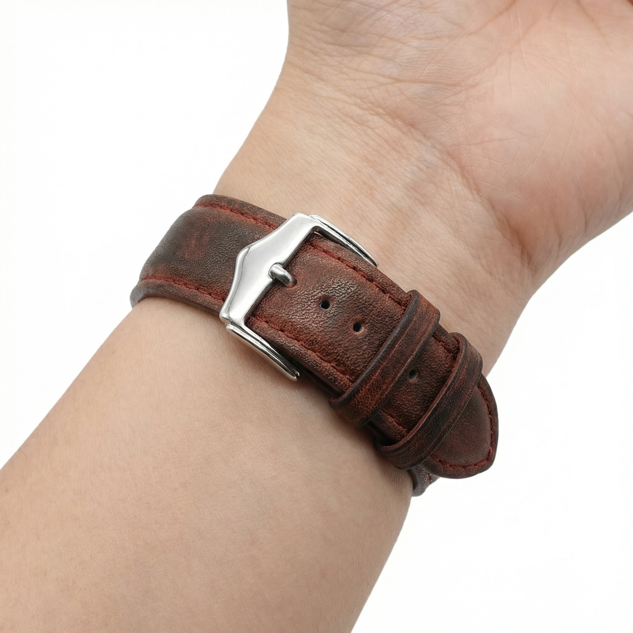 Classic Pebbled Leather Watch Band - Wristshot