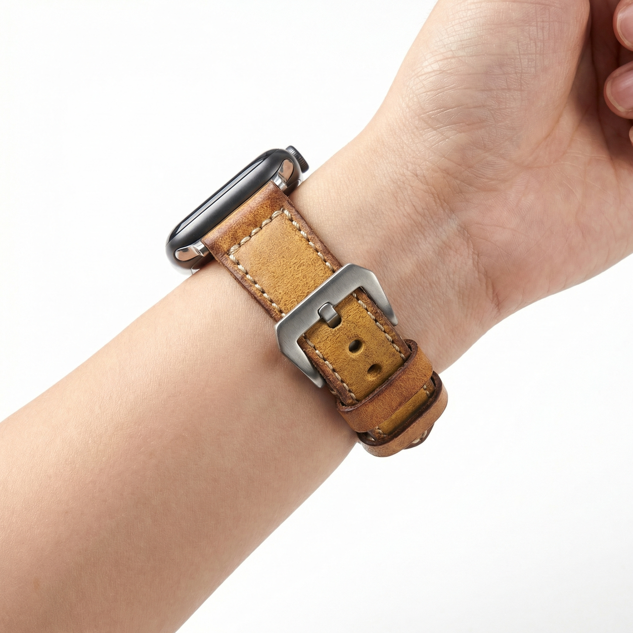 Classic Faded Vintage Genuine Leather Watchband - Wristshot