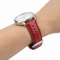 Thumbnail for Colored Stitch Perforated Genuine Leather Racing Quick-Release Watchband - Wristshot