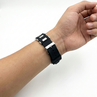 Thumbnail for Metal Embedding Black Rubber Watch Band - Wristshot