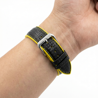 Thumbnail for Colored Border Silicone Carbon Watch Strap - Wristshot