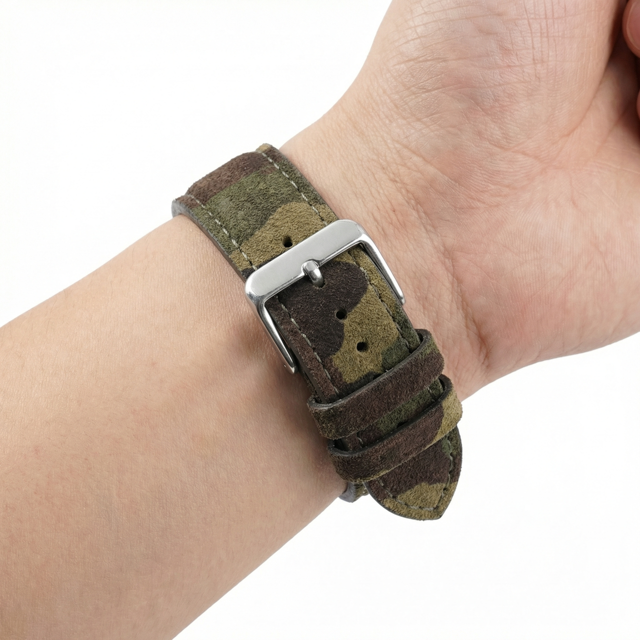 Suede Genuine Leather Military Camouflage Watch Strap - Wristshot