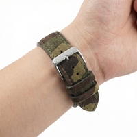 Thumbnail for Suede Genuine Leather Military Camouflage Watch Strap - Wristshot