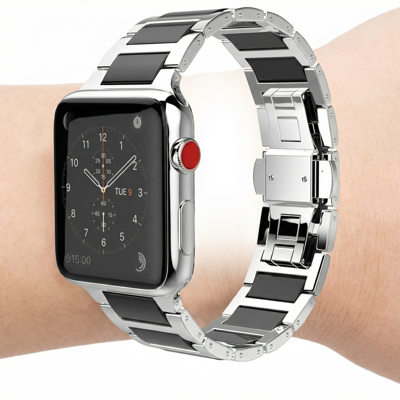 Ceramic Link Bracelet with Stainless Steel for Apple Watch - Wristshot