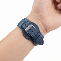 Thumbnail for Genuine Leather Retro Bund Strap - Wristshot