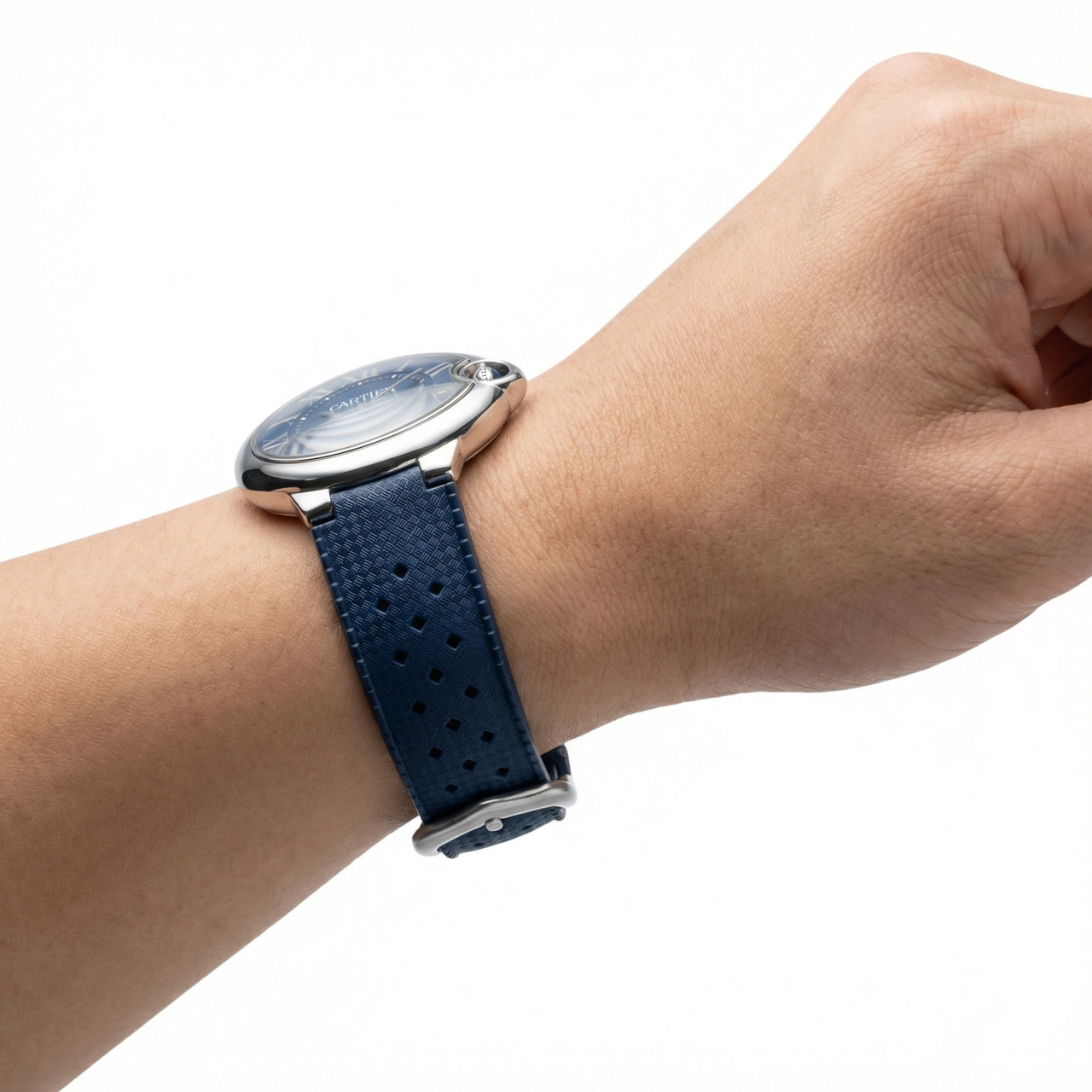 Convex Rubber Watchband for Cartier Blue Balloon - Wristshot