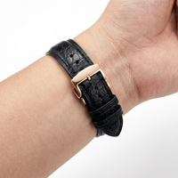 Thumbnail for Crocodile Structured Leather Watchband with Deployment Clasp - Wristshot