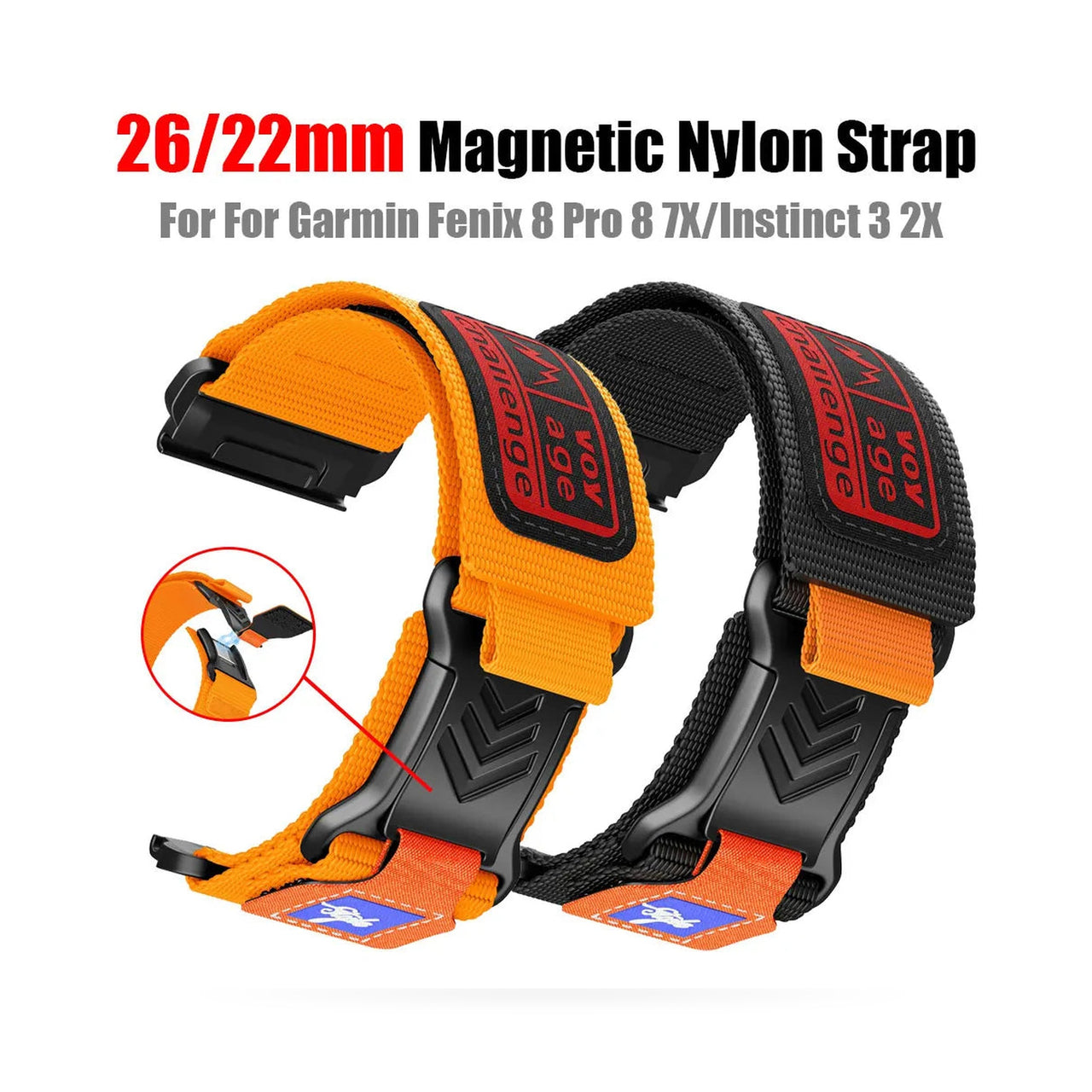 Magnetic Nylon Strap for Garmin Fenix, Tactix & Instinct