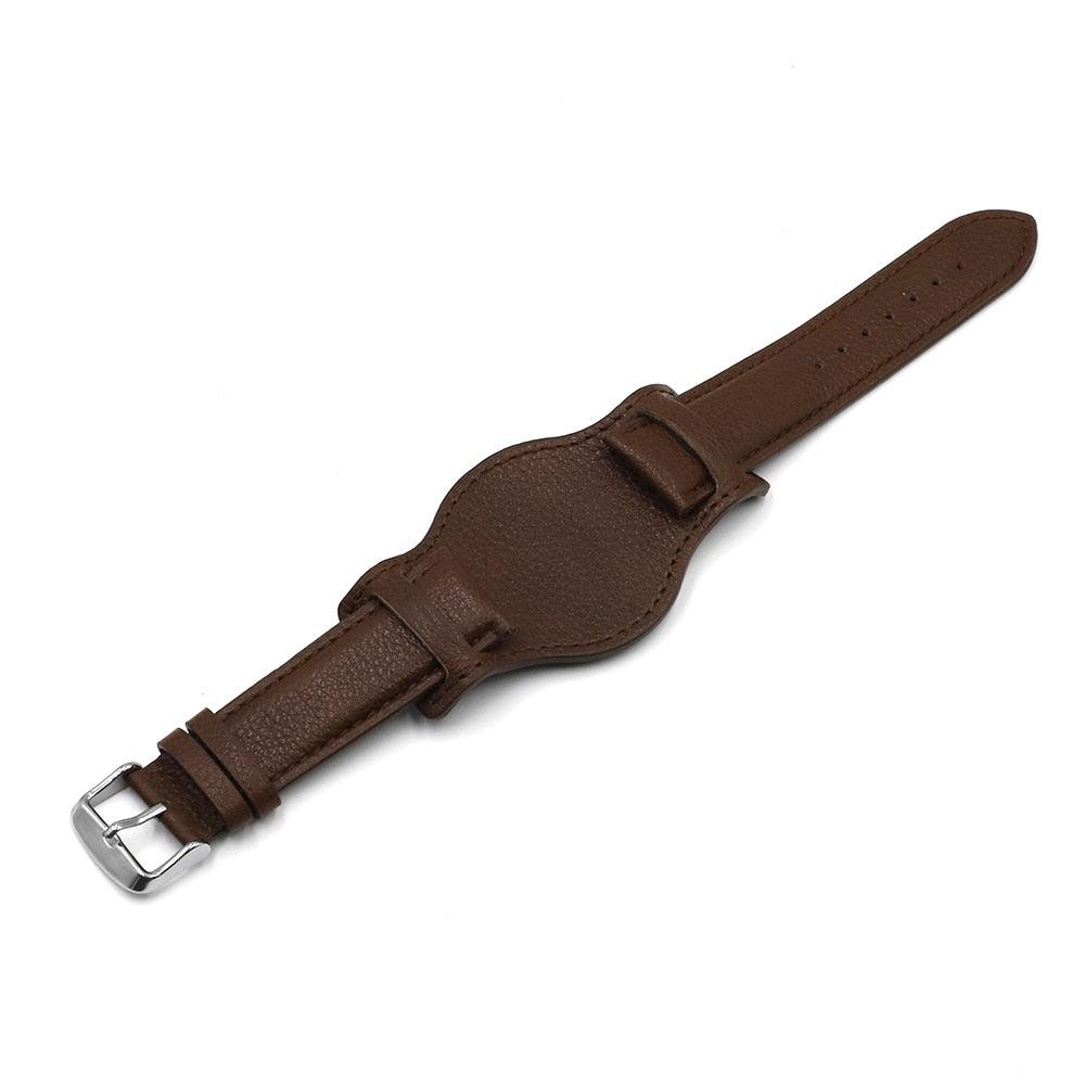 Coffee Leather Bund Strap - watchband.direct