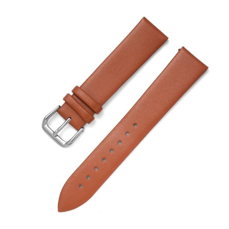 Ultra Thin Flat Leather Watch Band - watchband.direct