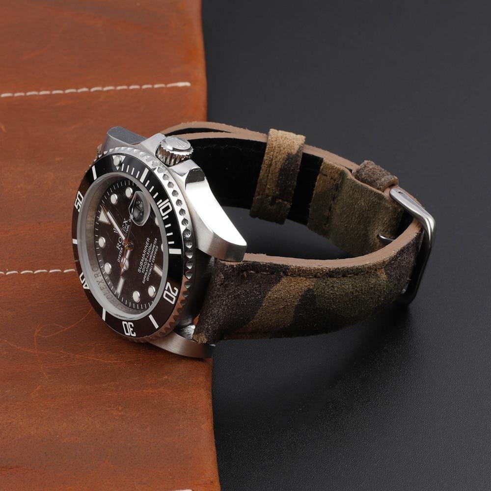 Suede Leather Camouflage Watch Strap - watchband.direct