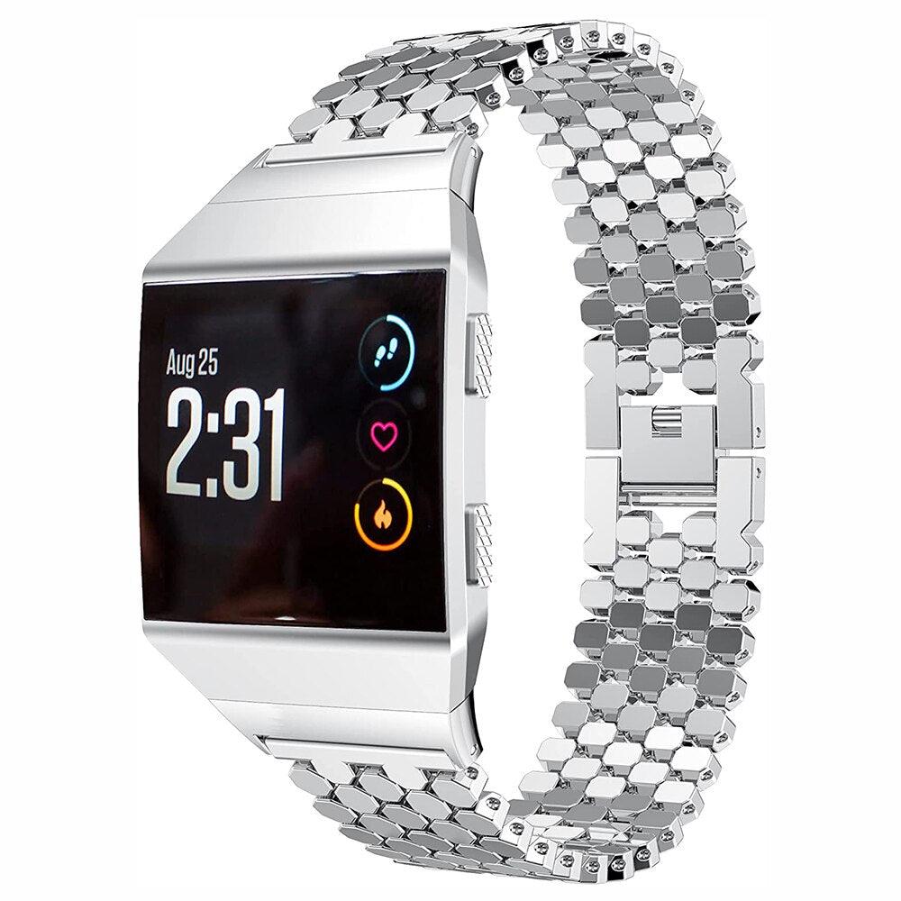 Dotted Stainless Steel Replacement Band with Folding Clasp for Fitbit Ionic - watchband.direct