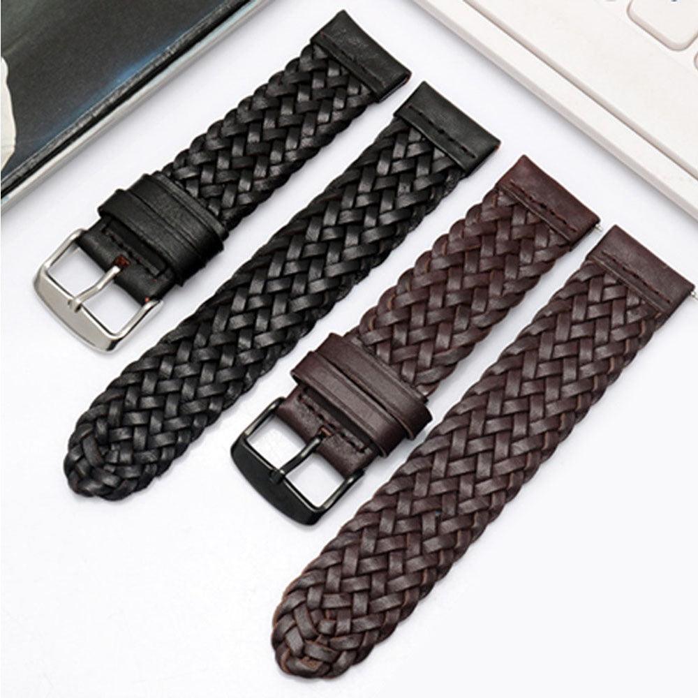 Cowhide Braided Leather Strap with Quick-Release - watchband.direct