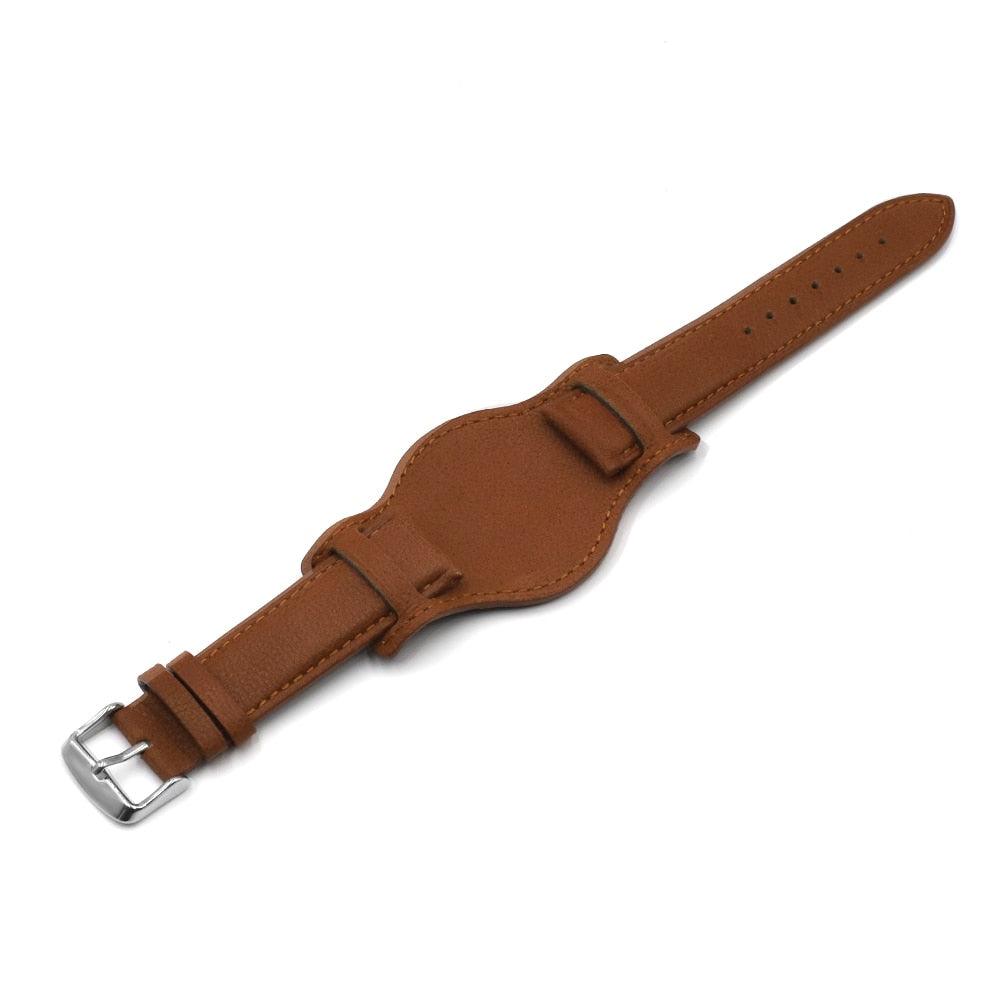 Coffee Leather Bund Strap - watchband.direct