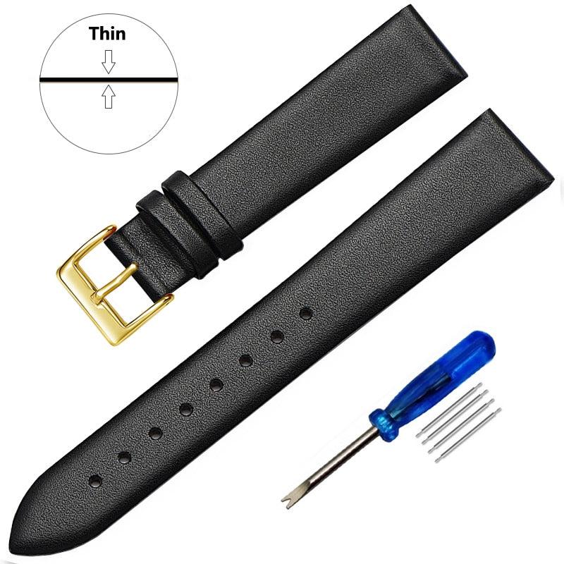 Thin Genuine Leather Watch Strap - watchband.direct