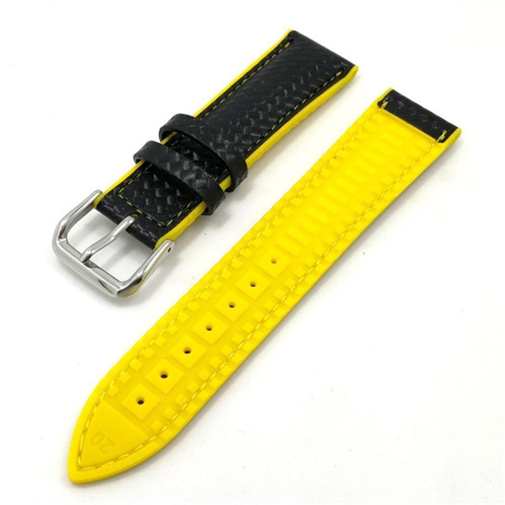 Colored Border Silicone Carbon Watch Strap - watchband.direct