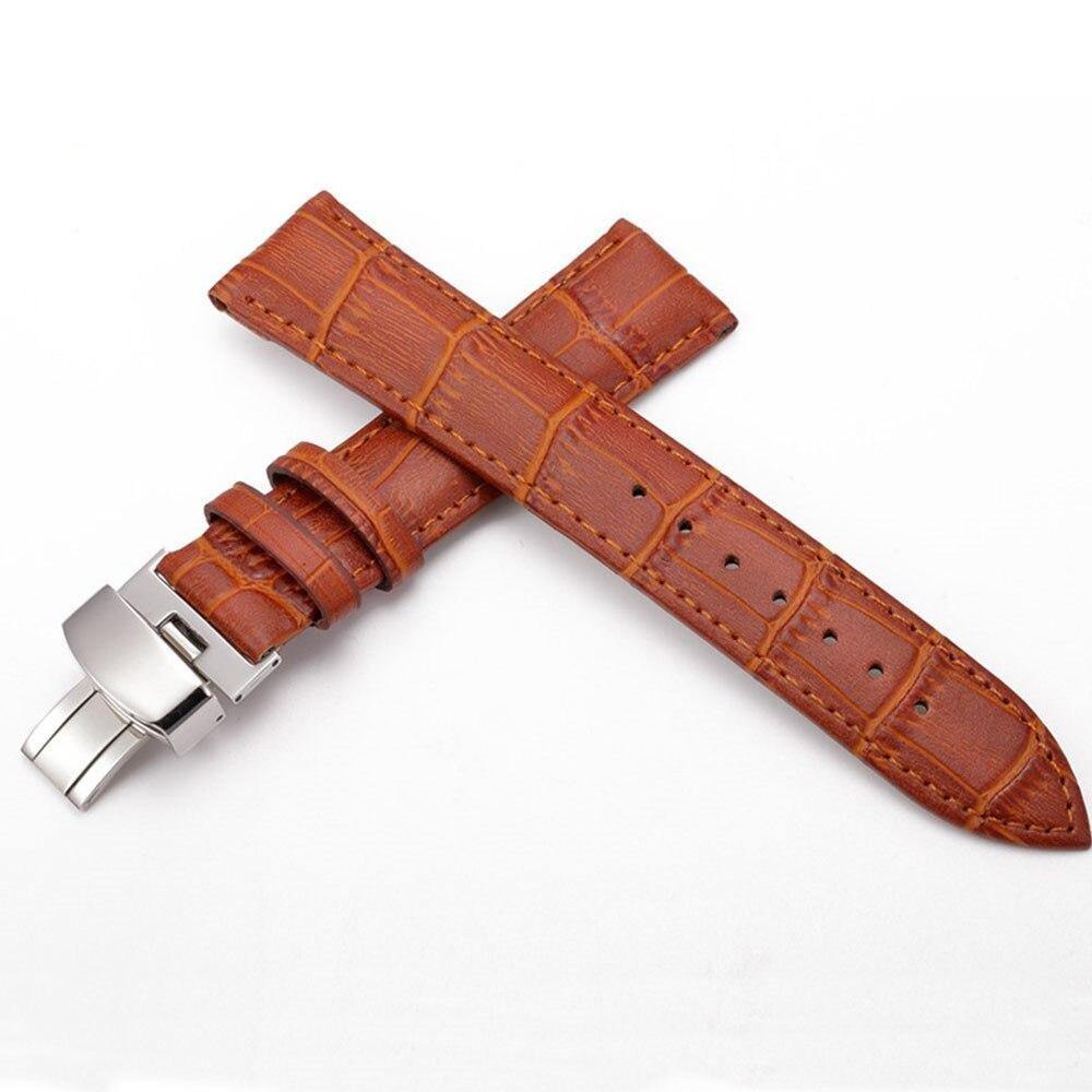Leather Watch Band with Butterfly Deployant Buckle - watchband.direct