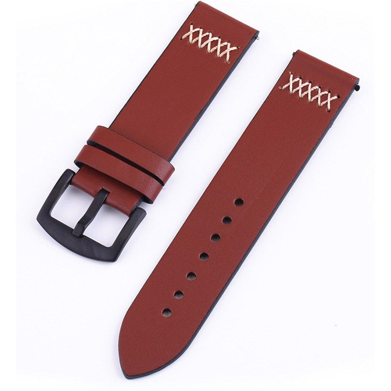 Stitching Genuine Leather Watch Band with Quick Pins - watchband.direct