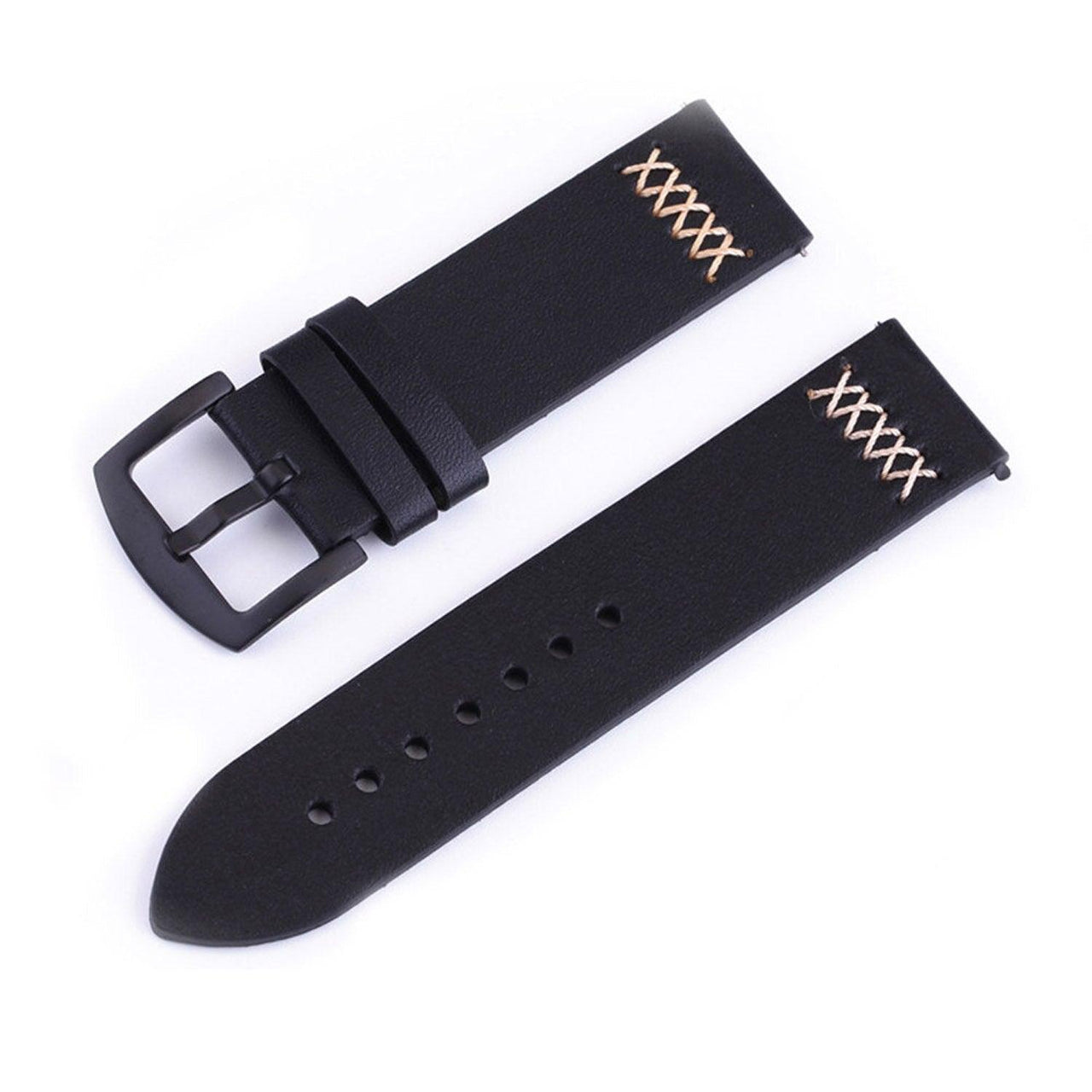 Stitching Genuine Leather Watch Band with Quick Pins - watchband.direct