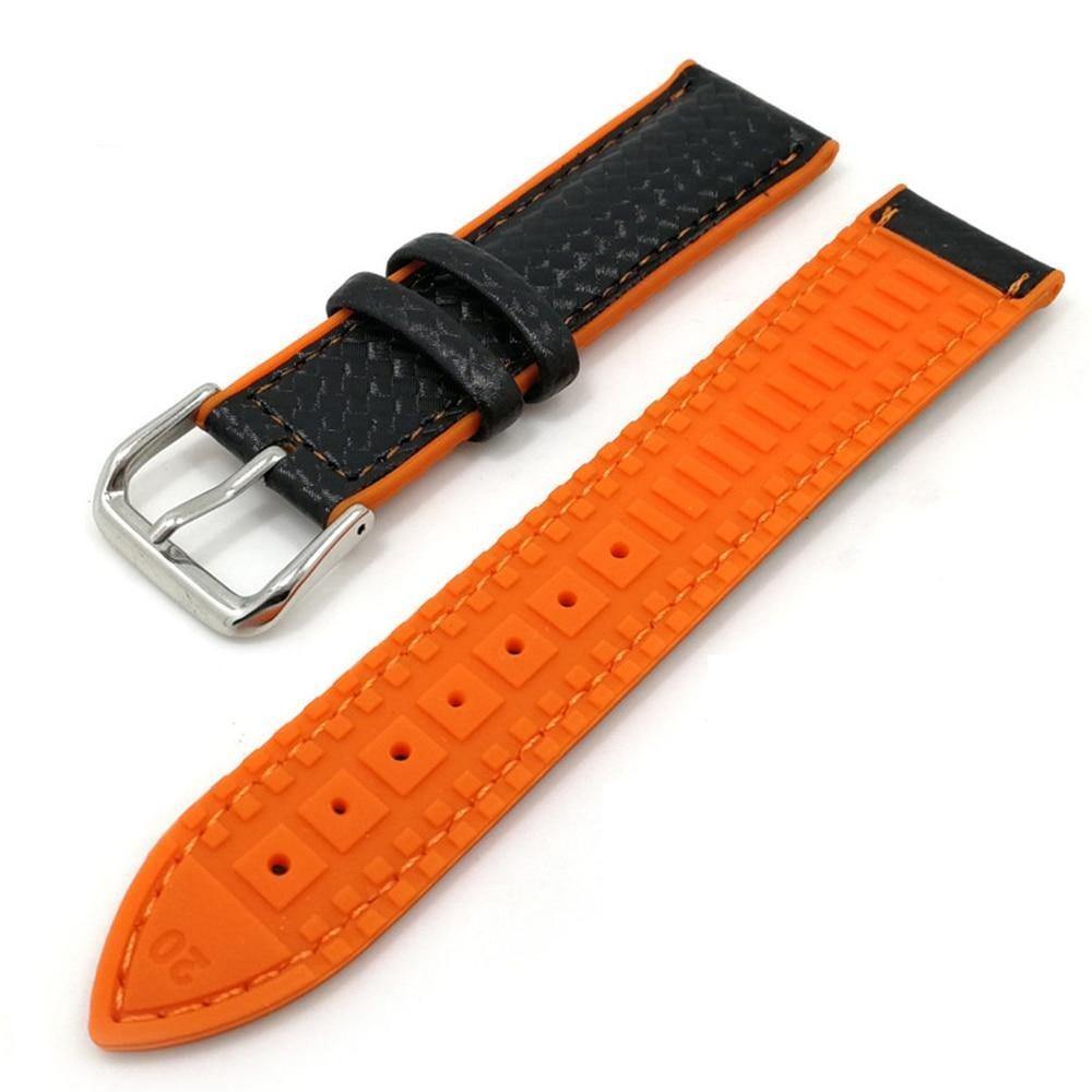 Colored Border Silicone Carbon Watch Strap - watchband.direct