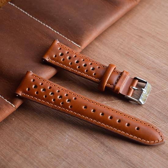 Genuine Leather Rally Perforated Watch Strap with Quick Release - watchband.direct