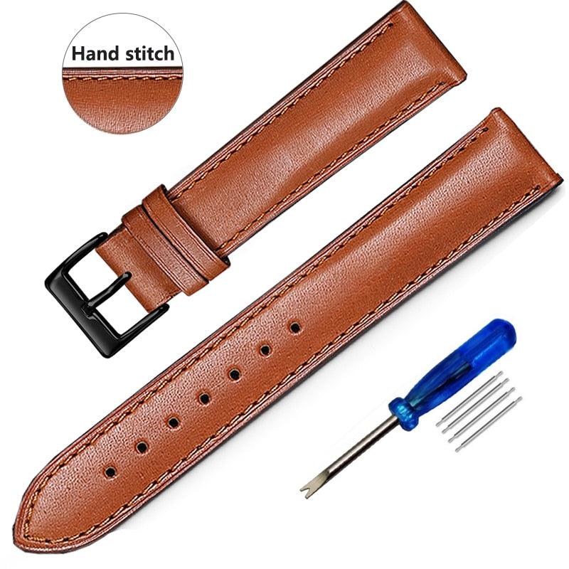 Thin Genuine Leather Watch Strap - watchband.direct