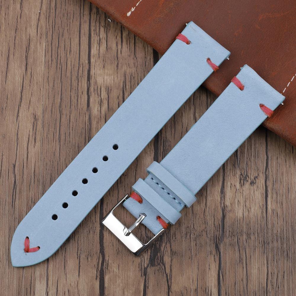 High Quality Blue Suede Leather Strap - watchband.direct