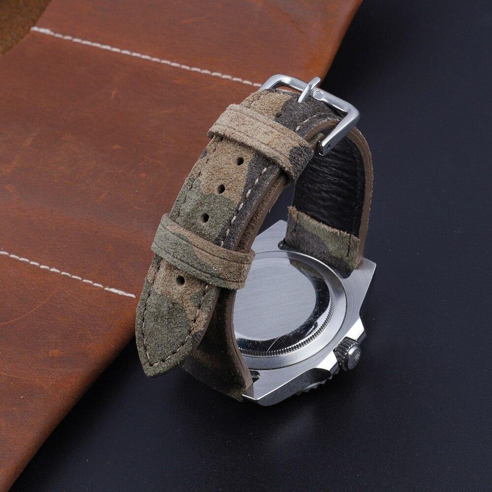 Suede Genuine Leather Military Camouflage Watch Strap - watchband.direct