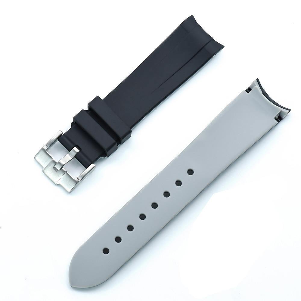Double Color Curved End Silicone Strap - watchband.direct