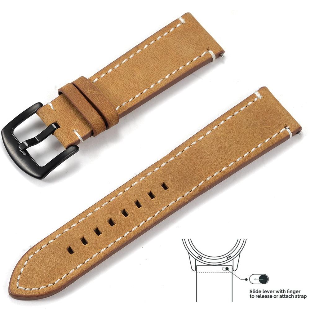 Top Grain Genuine Leather Watch Band with Quick Release - watchband.direct