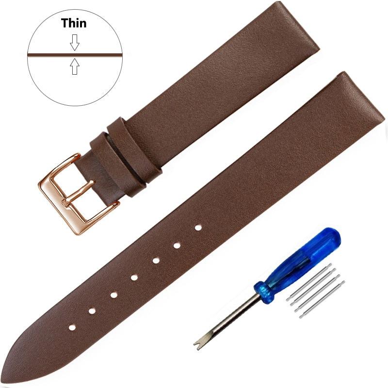 Thin Genuine Leather Womens Watch Strap - watchband.direct