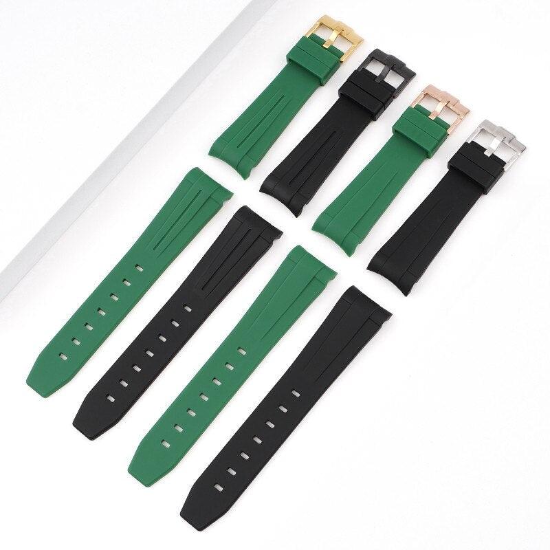 Curved End Rubber Silicone Watch Band for Rolex Submariner - watchband.direct