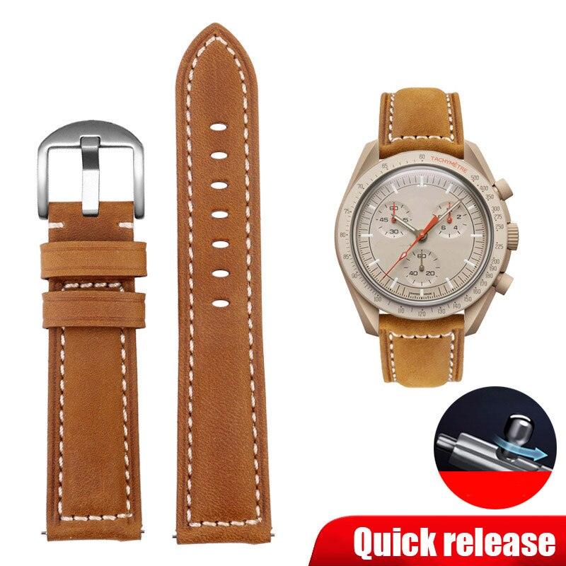Vintage Genuine Leather Band for Omega MoonSwatch - watchband.direct