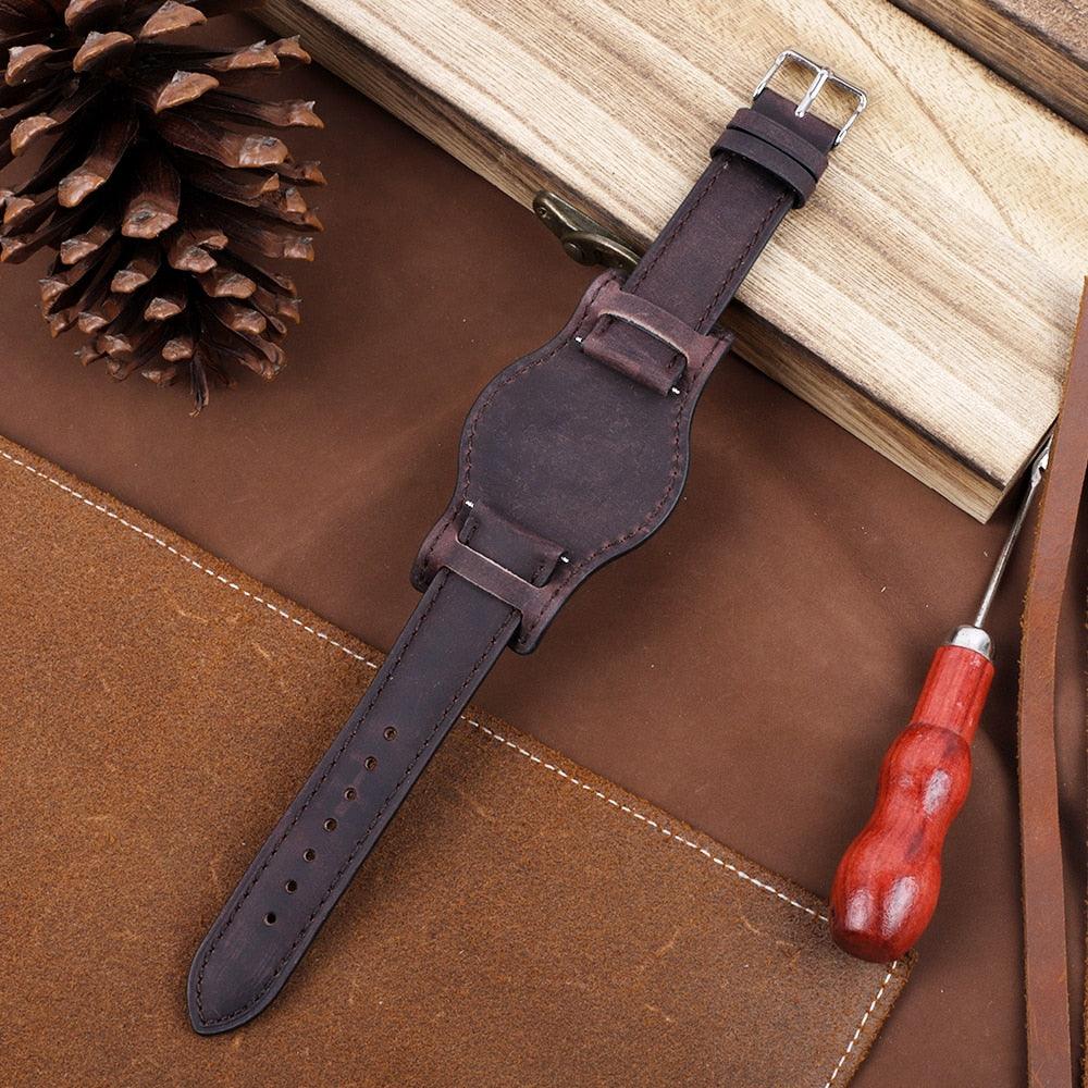 Genuine Leather Retro Bund Strap - watchband.direct