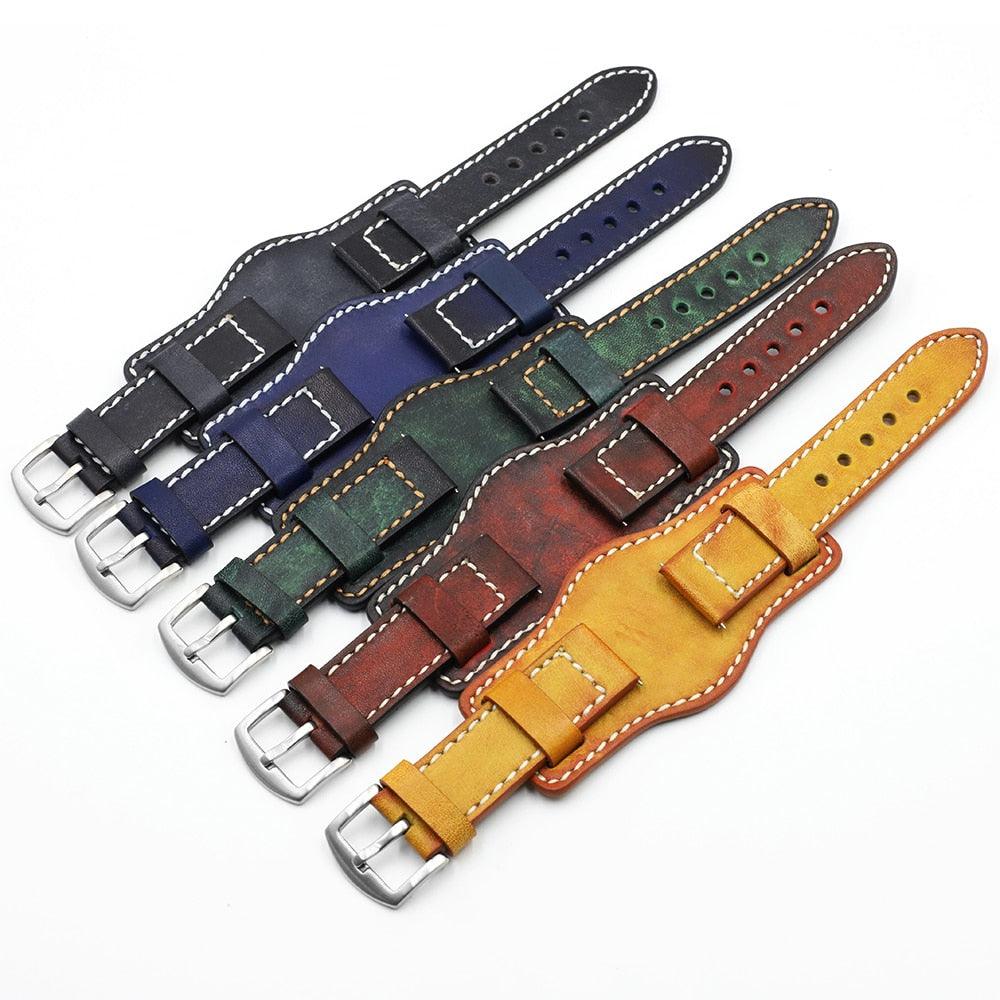 Colorful Leather Cuff Watch Bracelet - watchband.direct