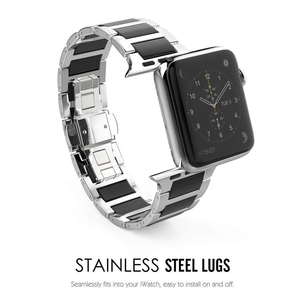 Ceramic Link Bracelet with Stainless Steel for Apple Watch - watchband.direct