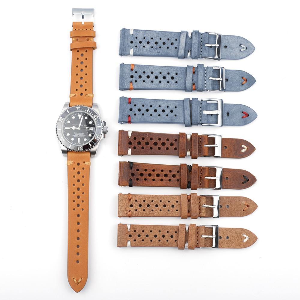 Classic Rally Road Worn Leather Strap with Quick Release - watchband.direct