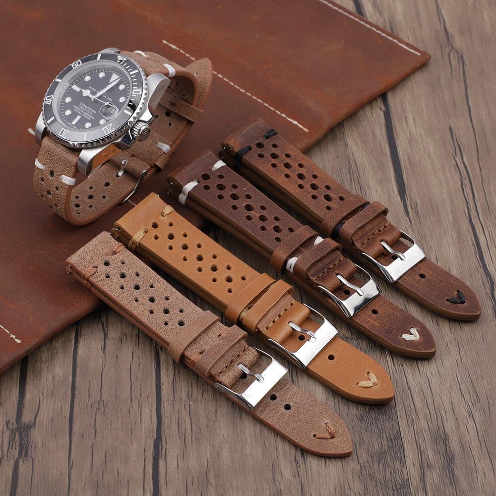 Classic Rally Road Worn Leather Strap with Quick Release - watchband.direct