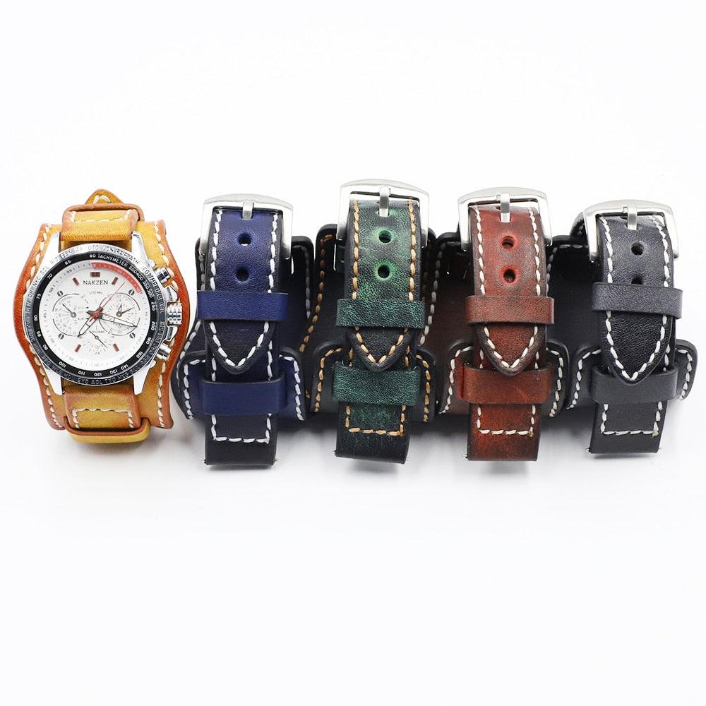 Colorful Leather Cuff Watch Bracelet - watchband.direct
