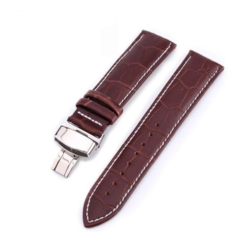 Leather Watch Band with Butterfly Deployant Buckle - watchband.direct