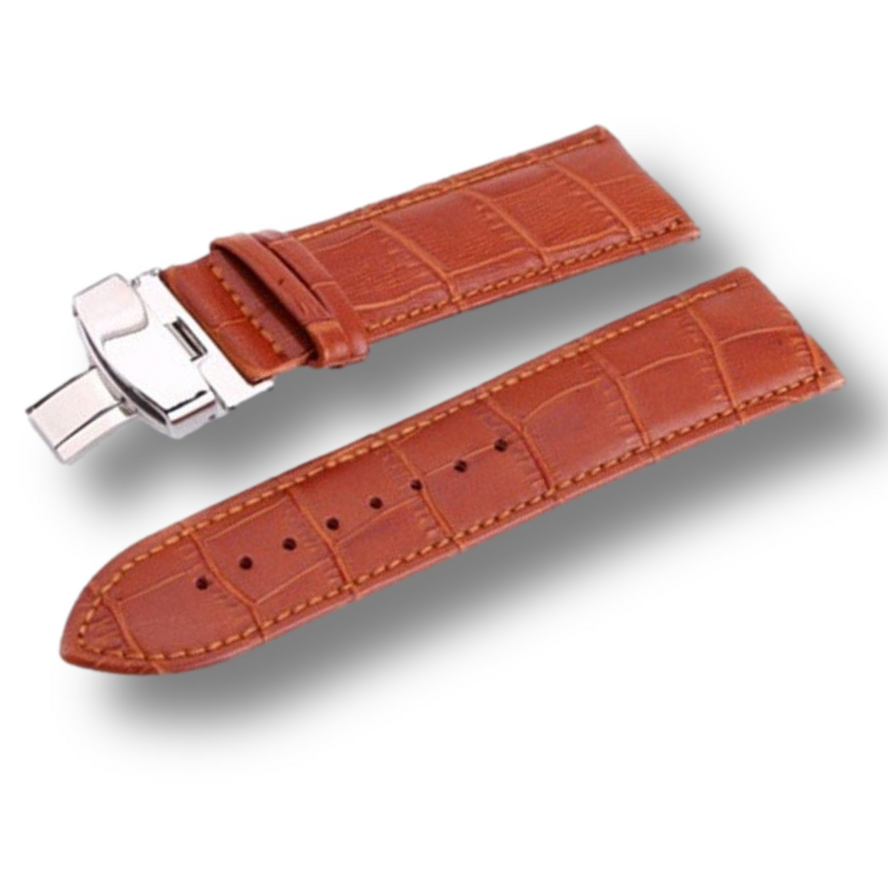 Leather Watch Band with Butterfly Deployant Buckle - watchband.direct