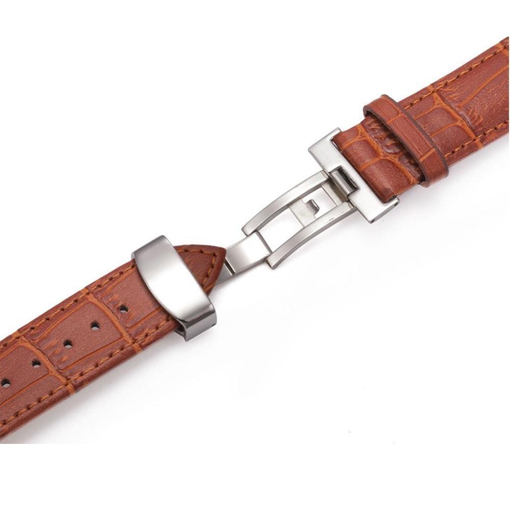 Leather Watch Band with Butterfly Deployant Buckle - watchband.direct