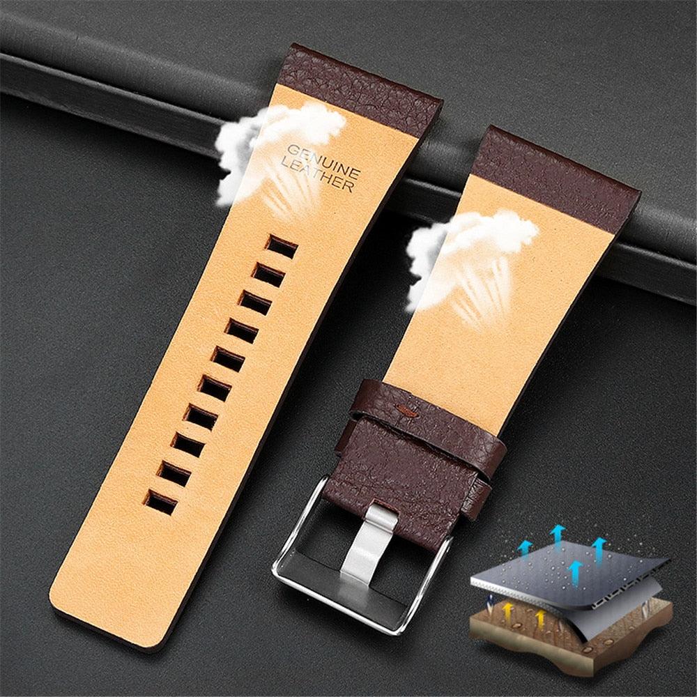 Retro Genuine Leather Wrist Band for Diesel - watchband.direct