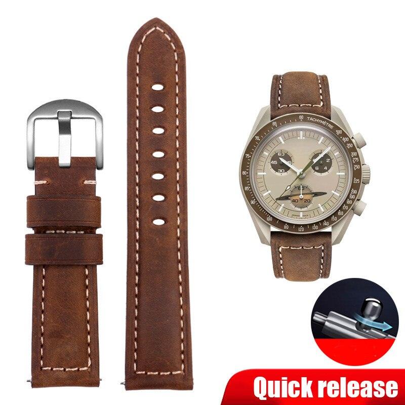 Vintage Genuine Leather Band for Omega MoonSwatch - watchband.direct