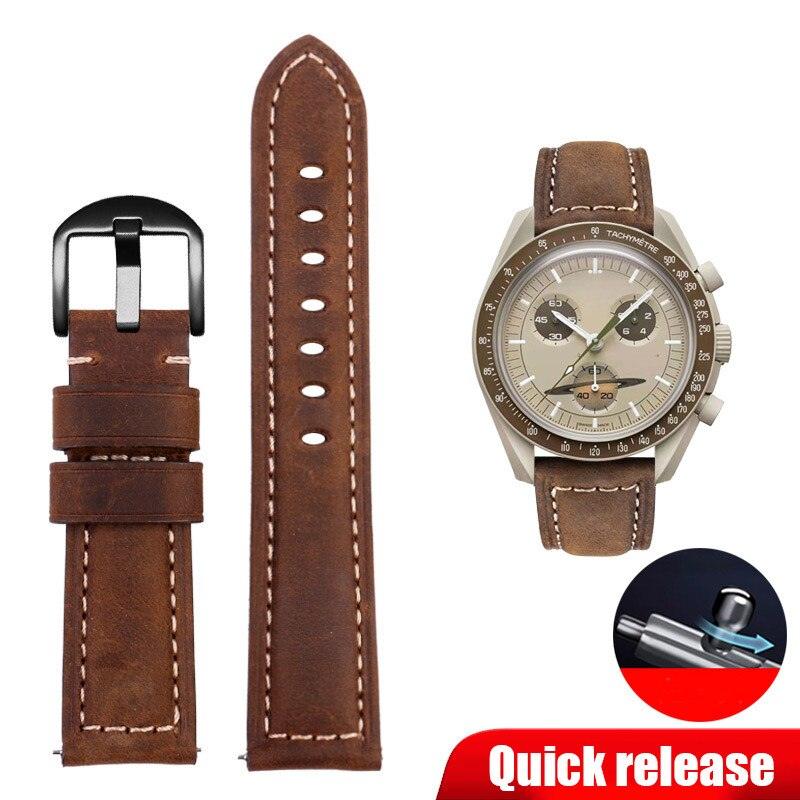 Vintage Genuine Leather Band for Omega MoonSwatch - watchband.direct